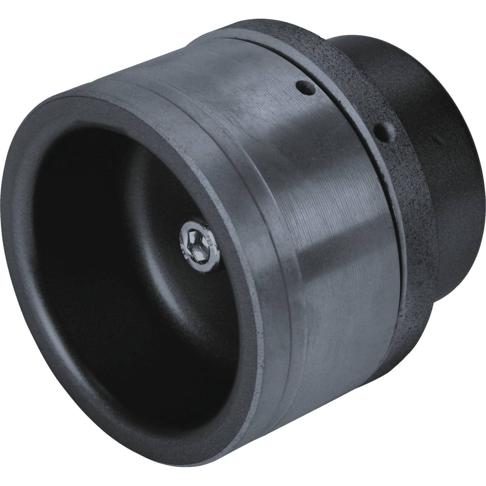 Ein zylindrischer, metallischer mechanischer Teil mit einem Bolzen in der Mitte, möglicherweise eine Komponente für Maschinen oder industrielle Ausrüstung.