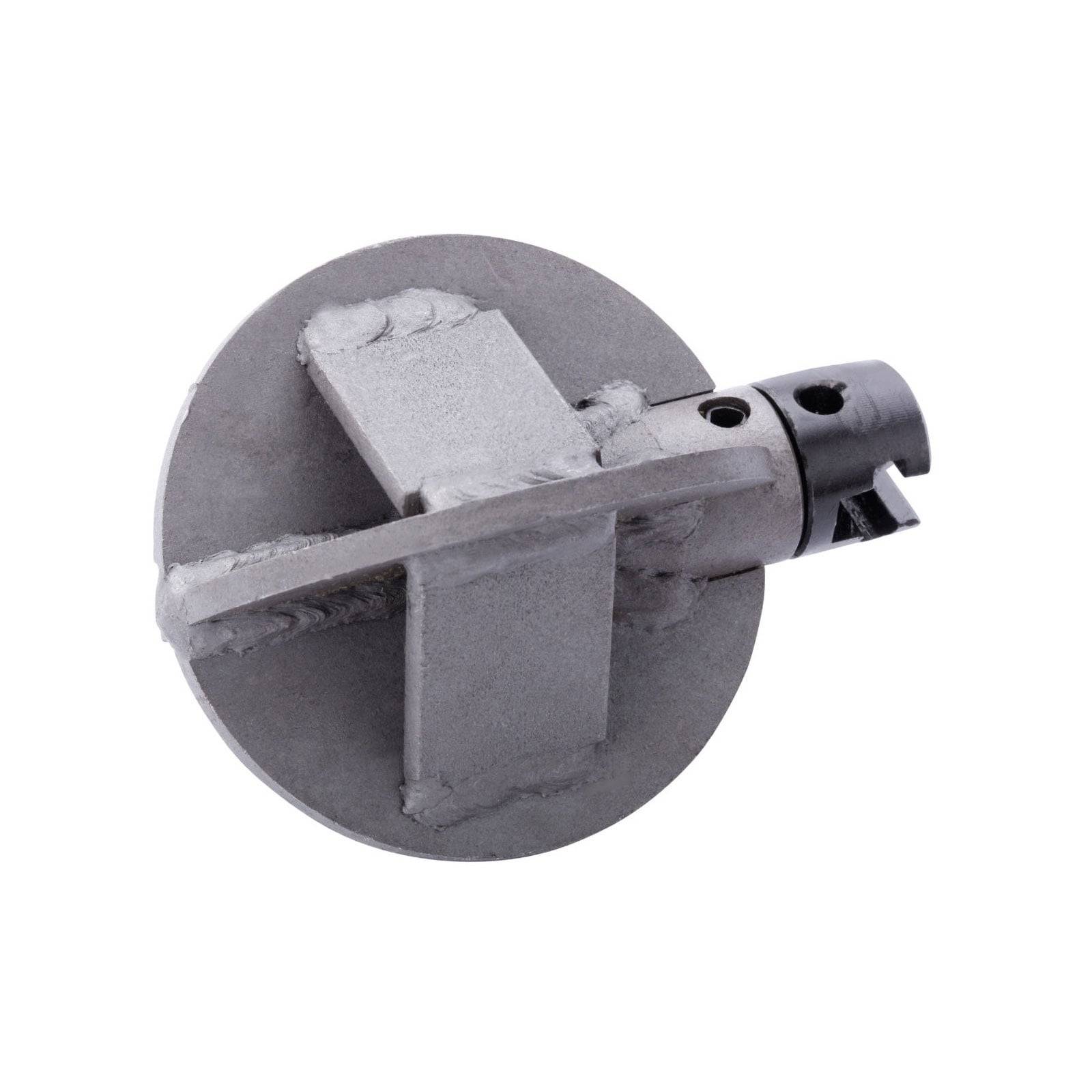 Ein Metallventilbauteil mit einer kreisförmigen Basis und einer sich kreuzenden Querstrebe, verwendet in Maschinen oder industrieller Ausrüstung.