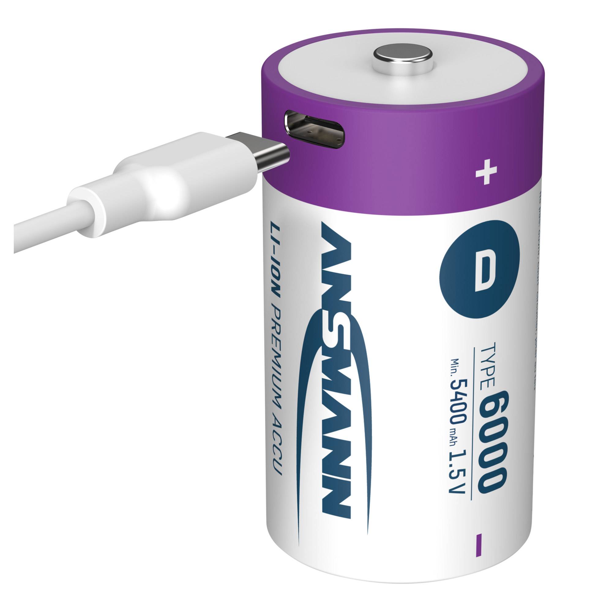 ANSMANN - 1314-0005 Li-Ion Akkus Mono D Typ 6000 - Akku - Mono (D)