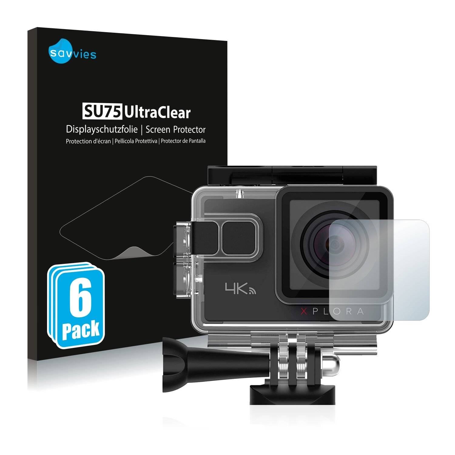 6x Savvies SU75 Displayschutzfolie für Xplora A4K Linse
