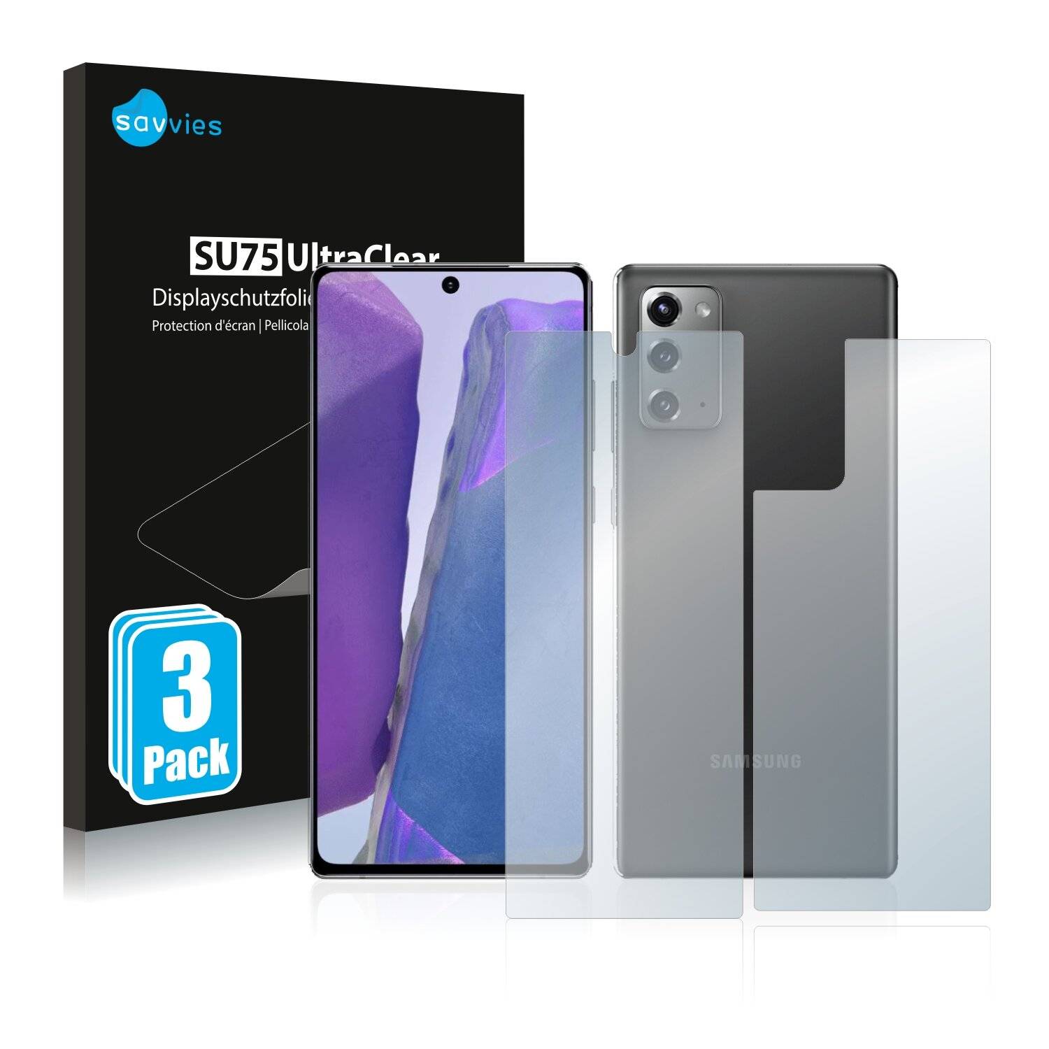 6x Savvies SU75 Displayschutzfolie für Samsung Galaxy Note 20 (Vorder +