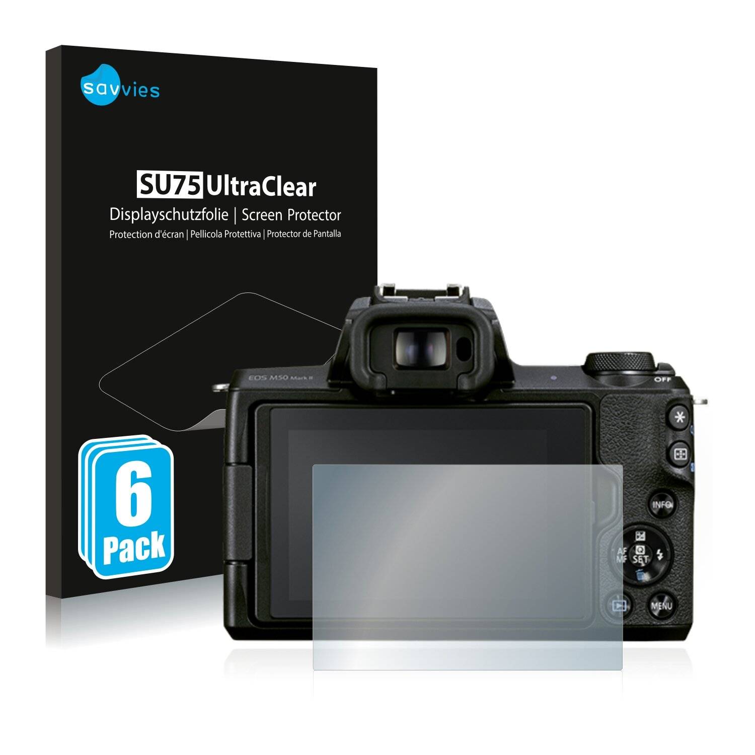6x Savvies SU75 Displayschutzfolie für Canon EOS M50 Mark