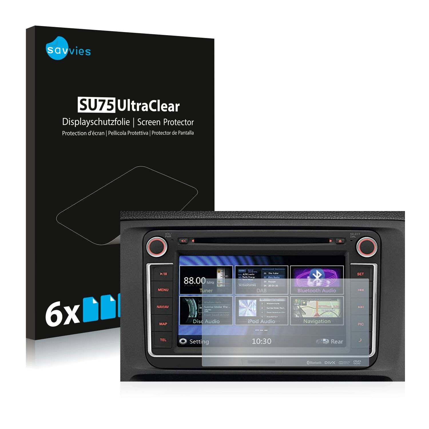 6x Savvies SU75 Displayschutzfolie für Volkswagen Golf Cross RMT