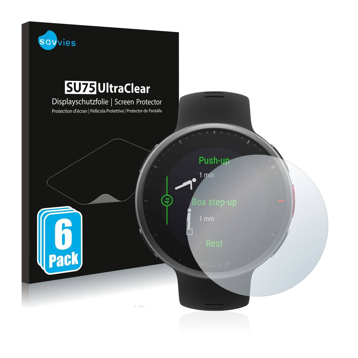 6x Savvies SU75 Displayschutzfolie für Polar Vantage