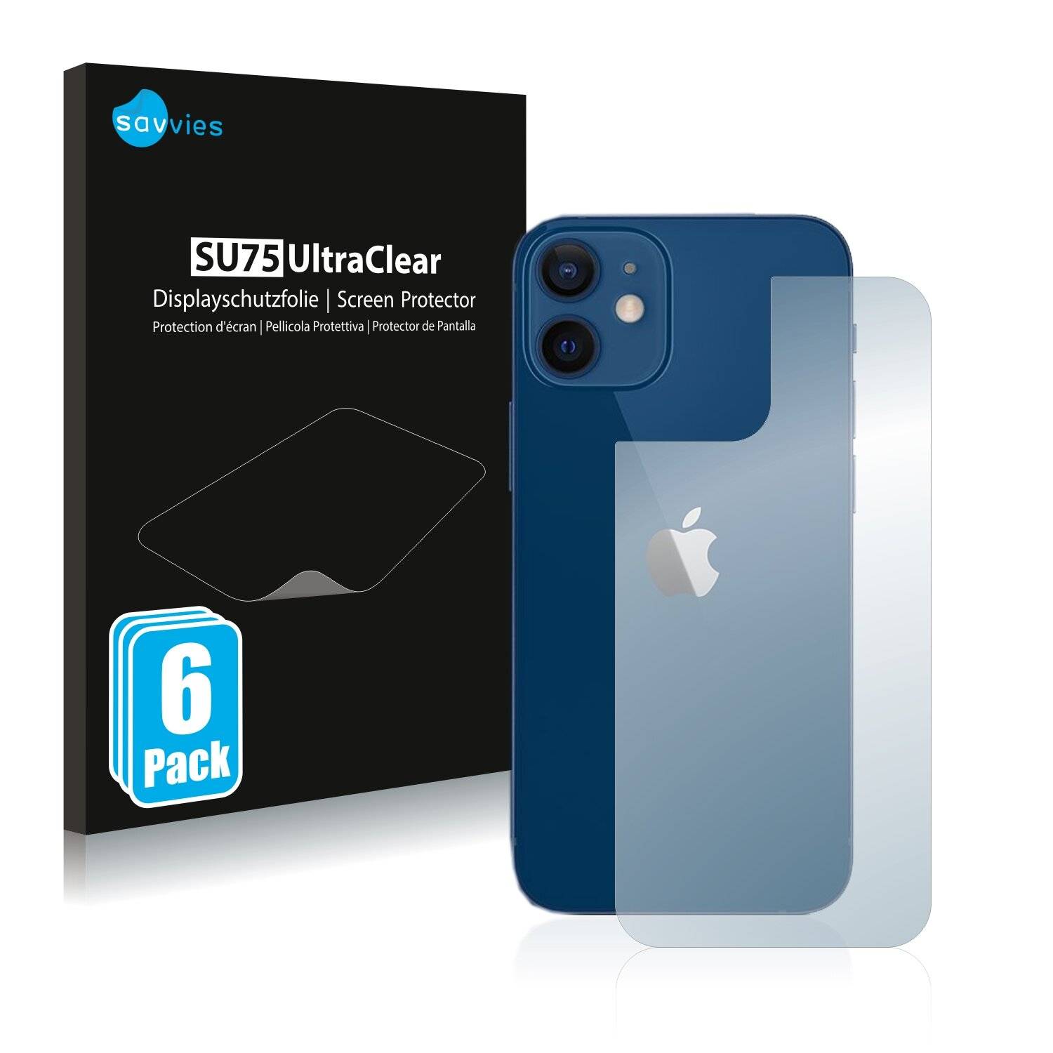 6x Savvies SU75 Displayschutzfolie für Apple iPhone 12