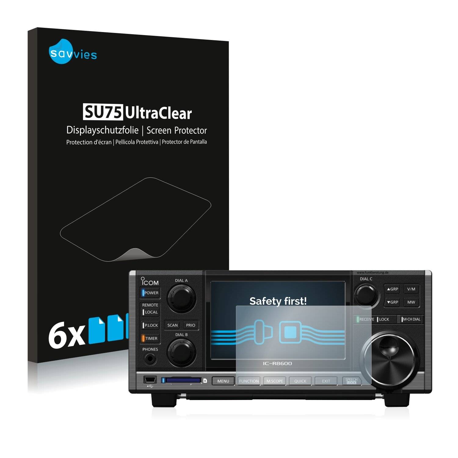 6x Savvies SU75 Displayschutzfolie für Icom