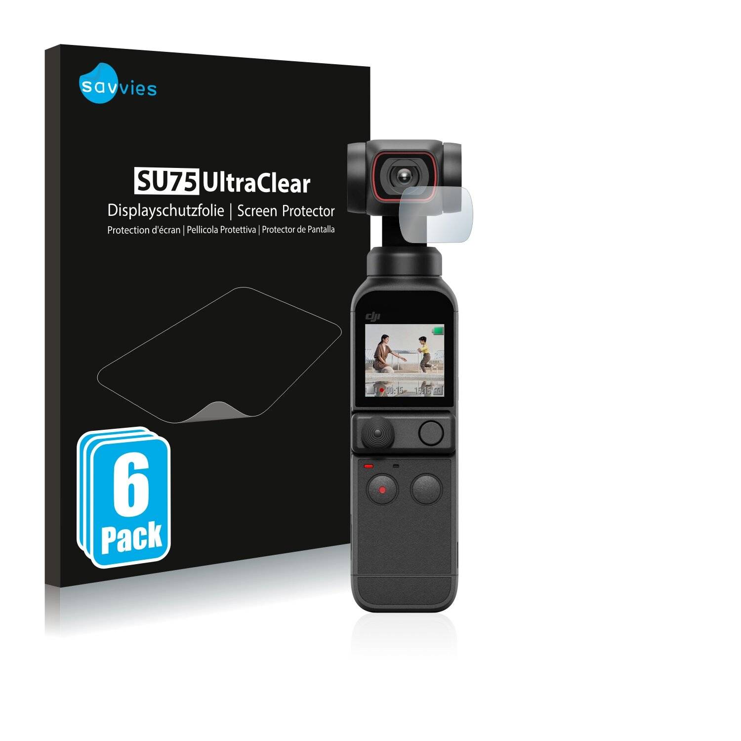 6x Savvies SU75 Displayschutzfolie für DJI Osmo Pocket 2