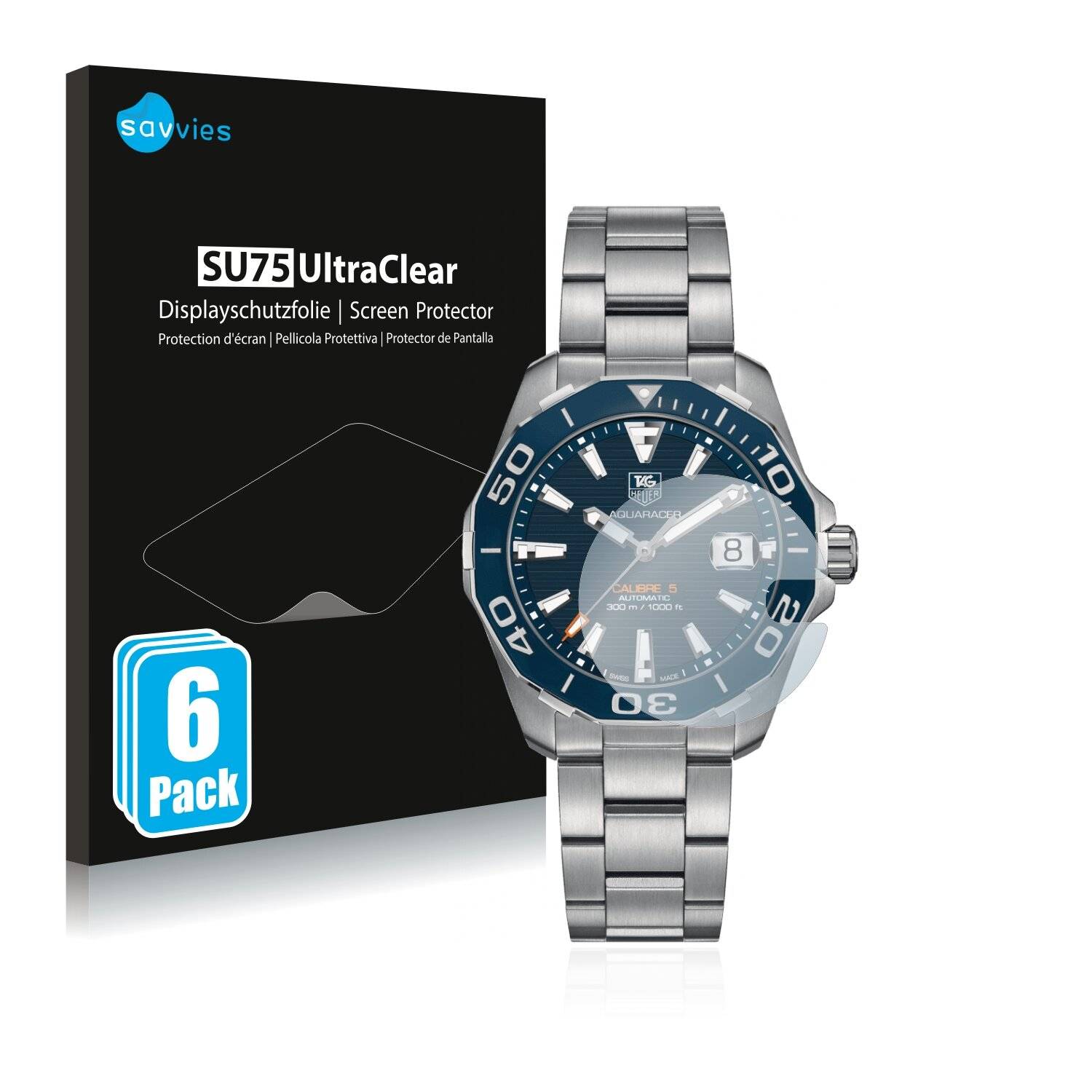 6x Savvies SU75 Displayschutzfolie für TAG Heuer Carrera (43