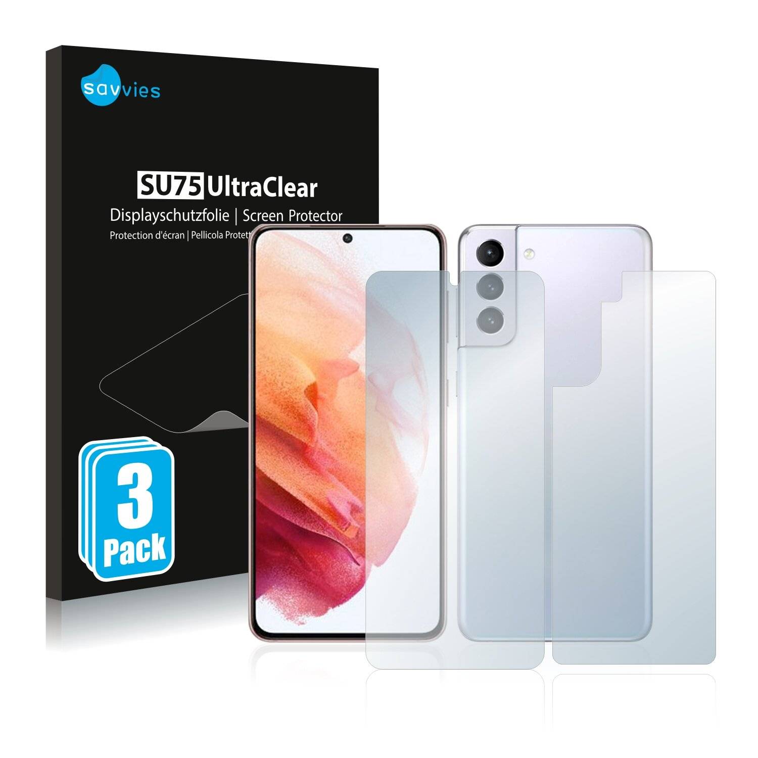 6x Savvies SU75 Displayschutzfolie für Samsung Galaxy S21 (Vorder +