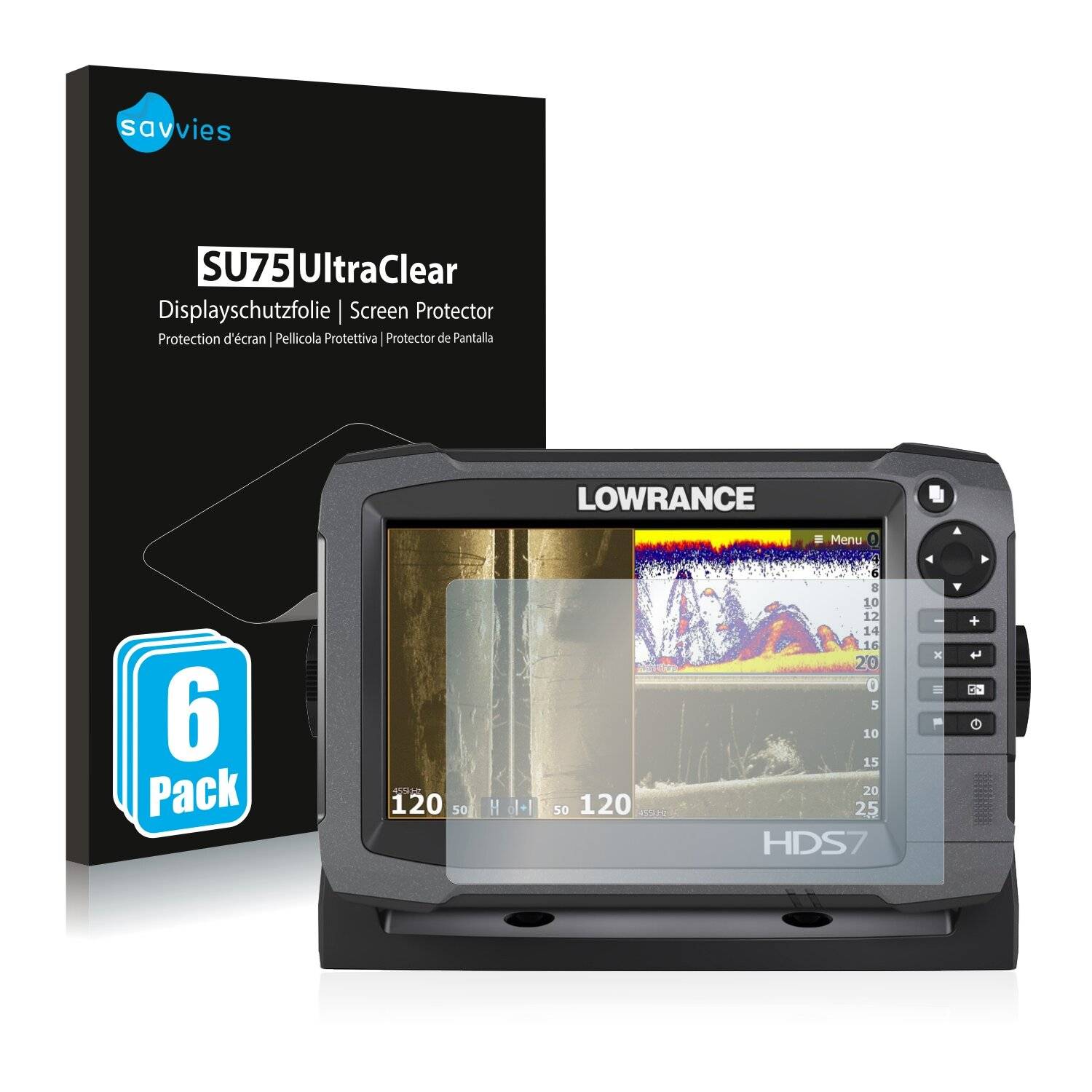 6x Savvies SU75 Displayschutzfolie für Lowrance HDS-7