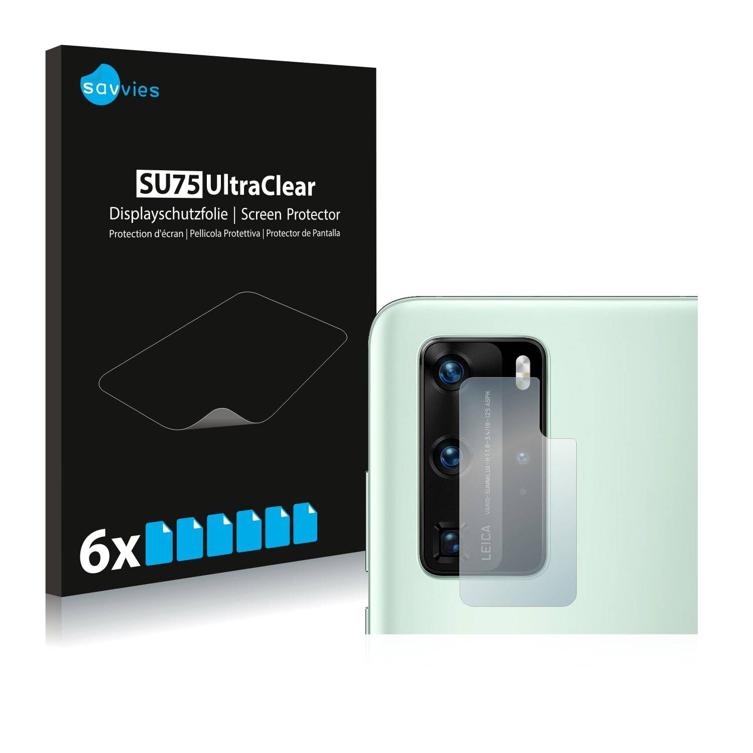 6x Savvies SU75 Displayschutzfolie für Huawei P40 (NUR