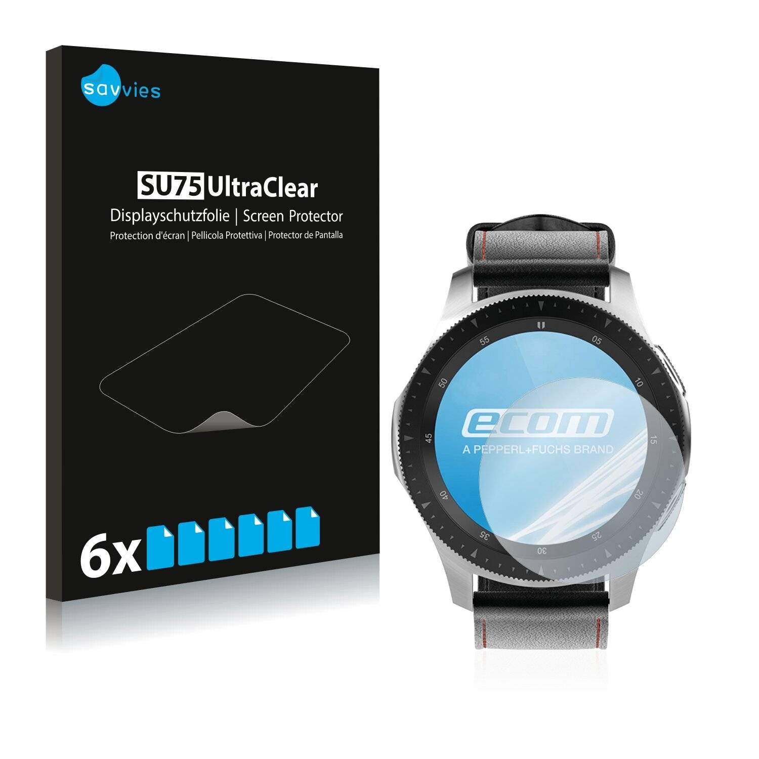 6x Savvies SU75 Displayschutzfolie für Ecom Smart-Ex Watch