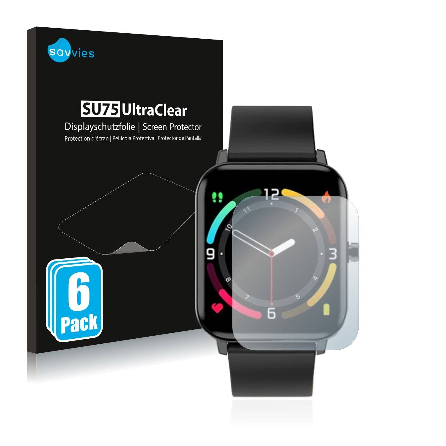 6x Savvies SU75 Displayschutzfolie für ZTE Watch
