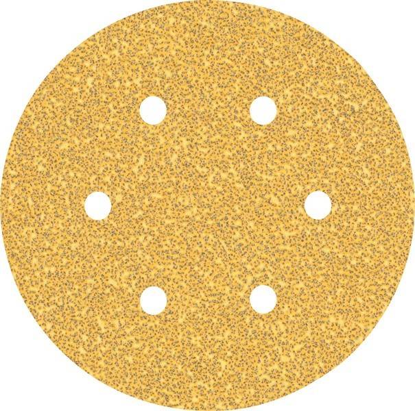 Runder Schleifpapierkreis mit sechs Löchern, verwendet zum Schleifen und Glätten von Oberflächen.