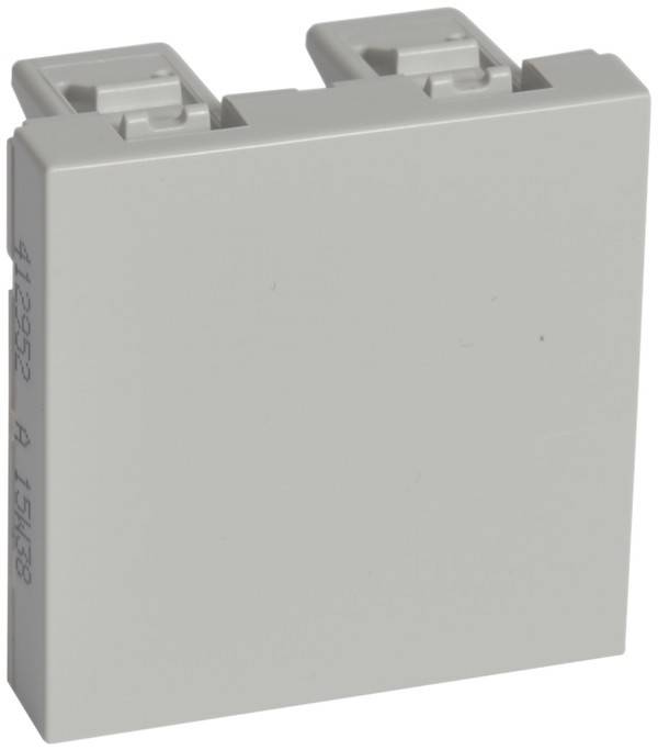 Eine graue rechteckige elektrische Komponente mit zwei sichtbaren Schlitzen oben, die für wandmontierte Verbindungen oder Steckdosen verwendet wird.