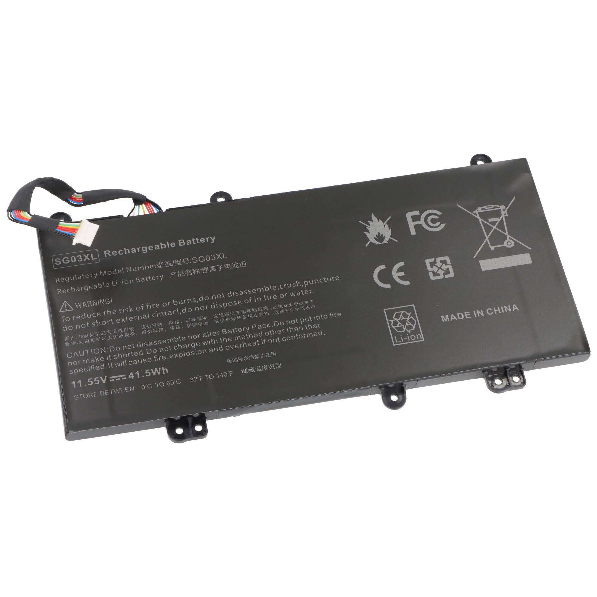 Akku passend für HP Pavilion 14-AL100, Li-Polymer, 11,55V, 3600mAh, 41,5Wh, schwarz