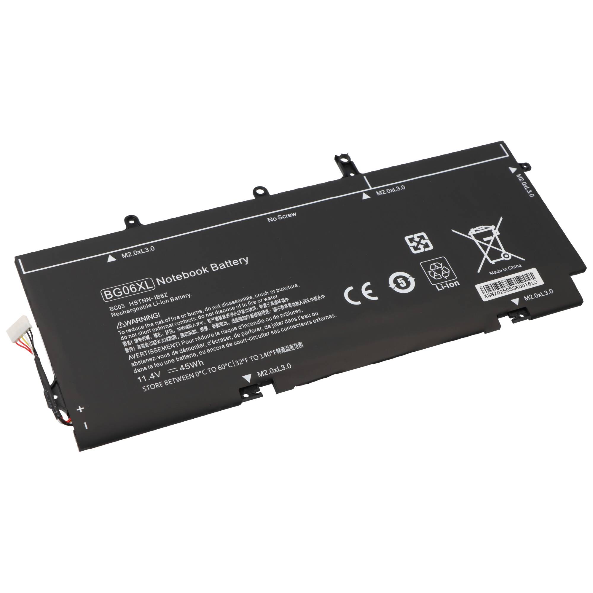 Akku passend für HP EliteBook 1040 G3, Li-Polymer, 11,4V, 3945mAh, 45Wh, mit screw clip länge 85mm