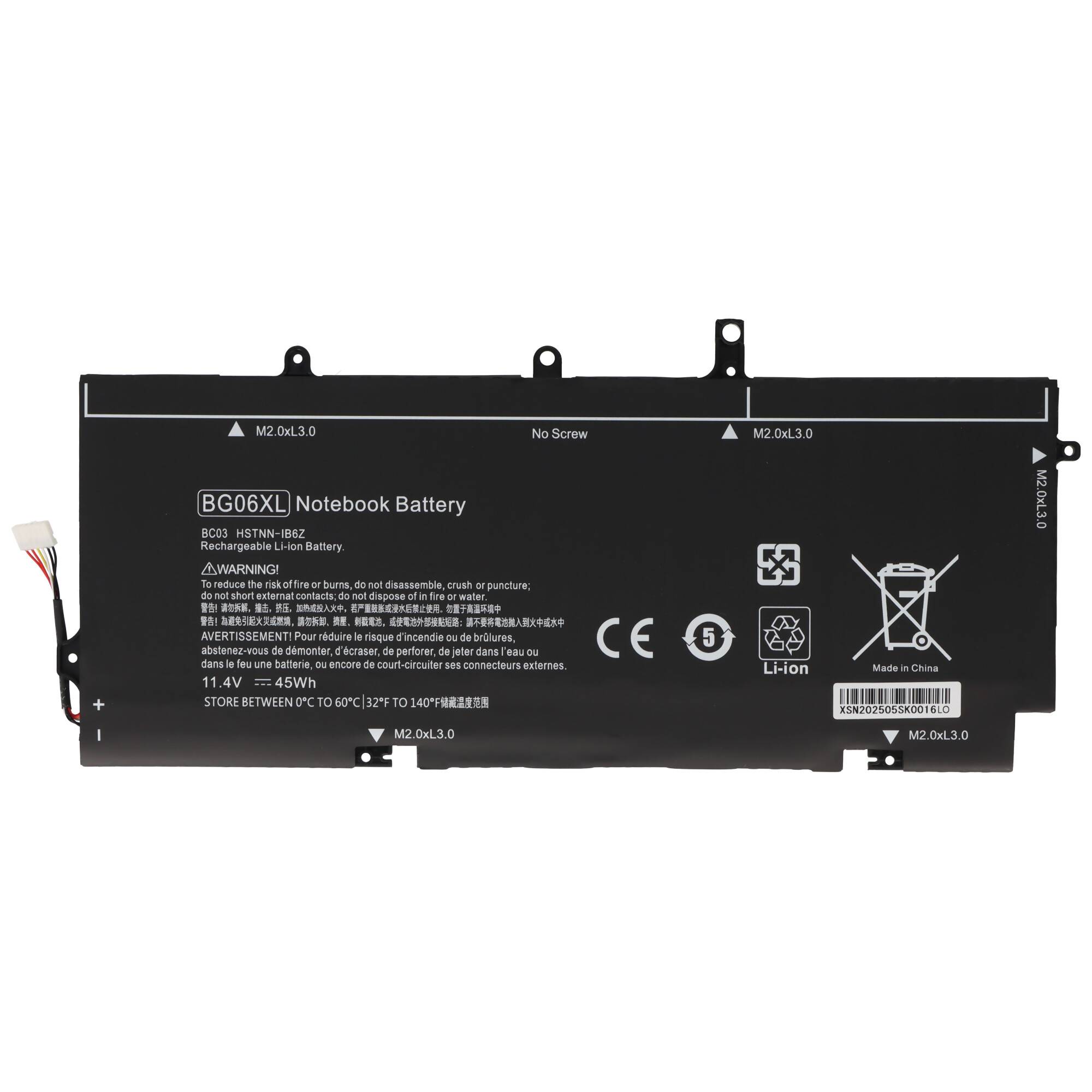 Akku passend für HP EliteBook 1040 G3, Li-Polymer, 11,4V, 3945mAh, 45Wh, mit screw clip länge 85mm