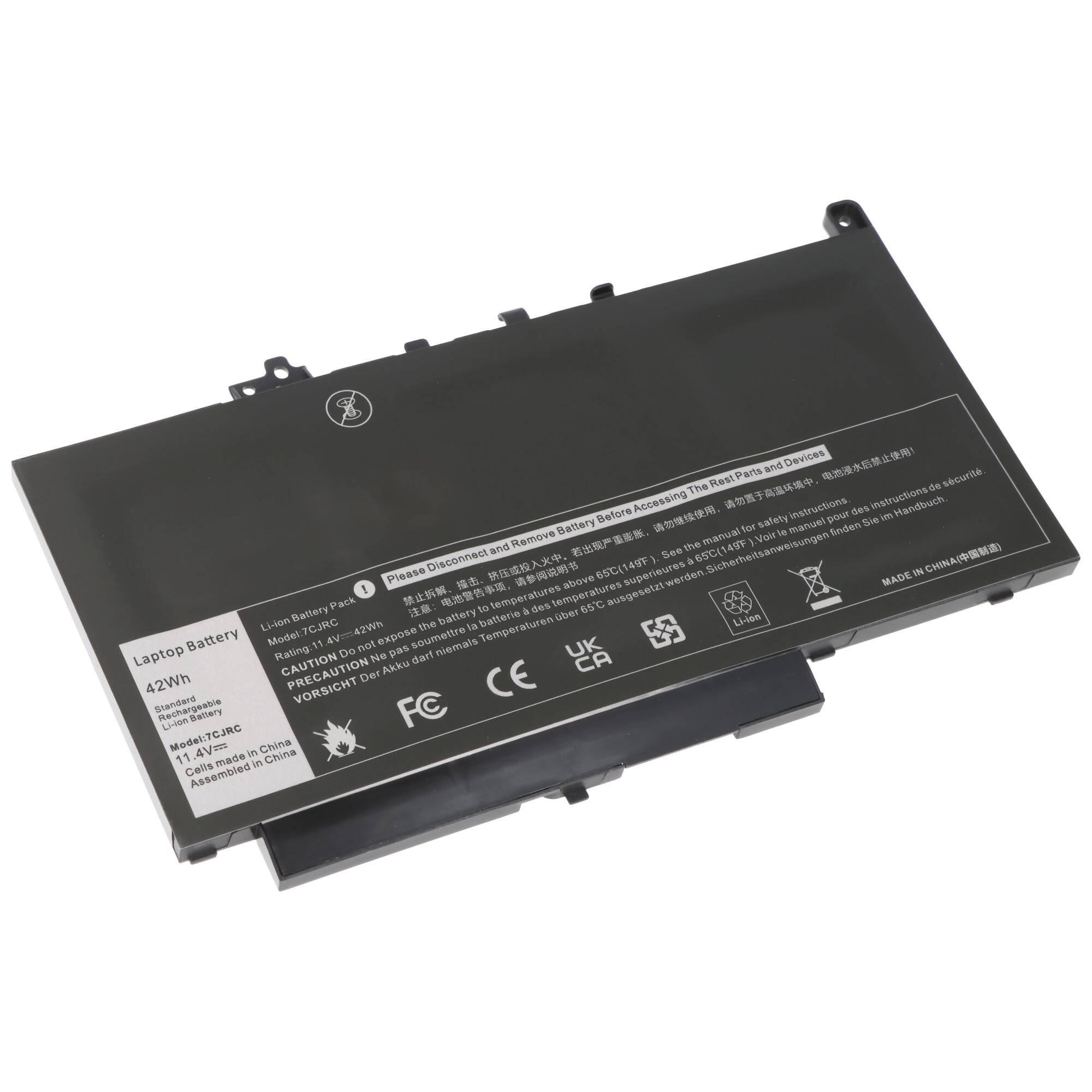 Akku passend für Dell Latitude E7270, Li-Polymer, 11,4V, 3680mAh, 42Wh, schwarz