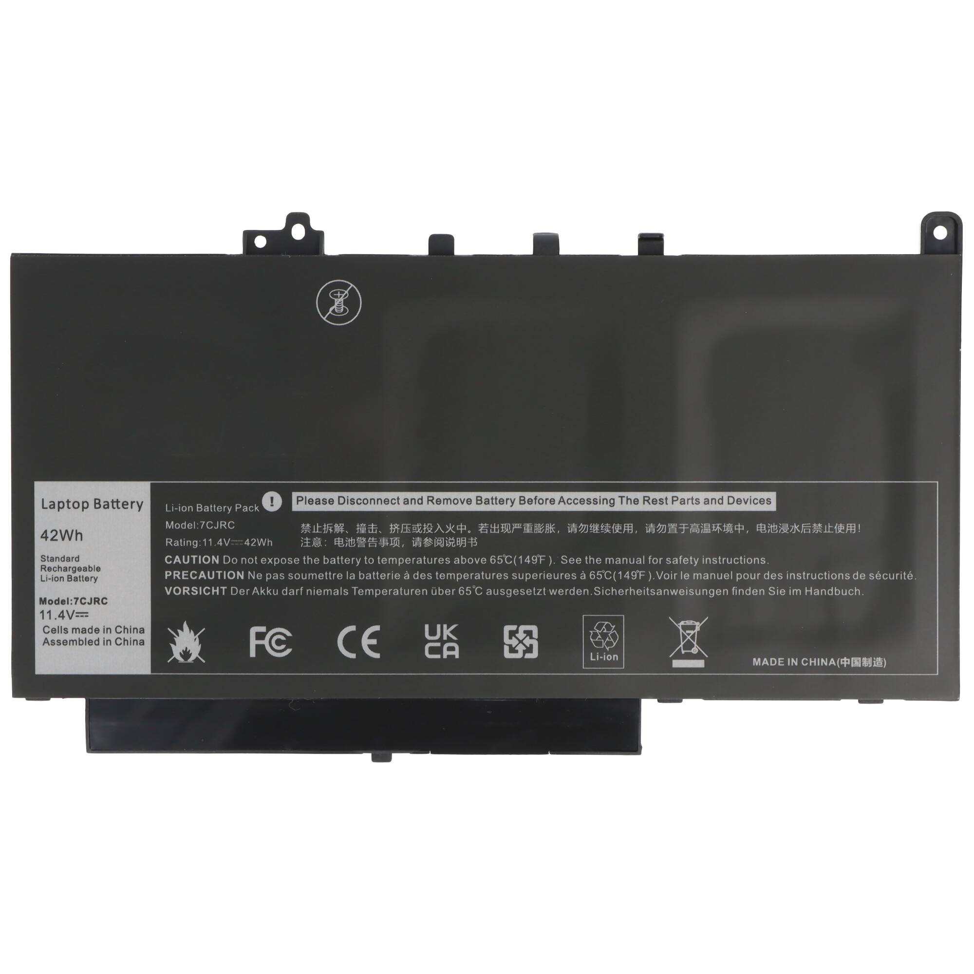 Akku passend für Dell Latitude E7270, Li-Polymer, 11,4V, 3680mAh, 42Wh, schwarz