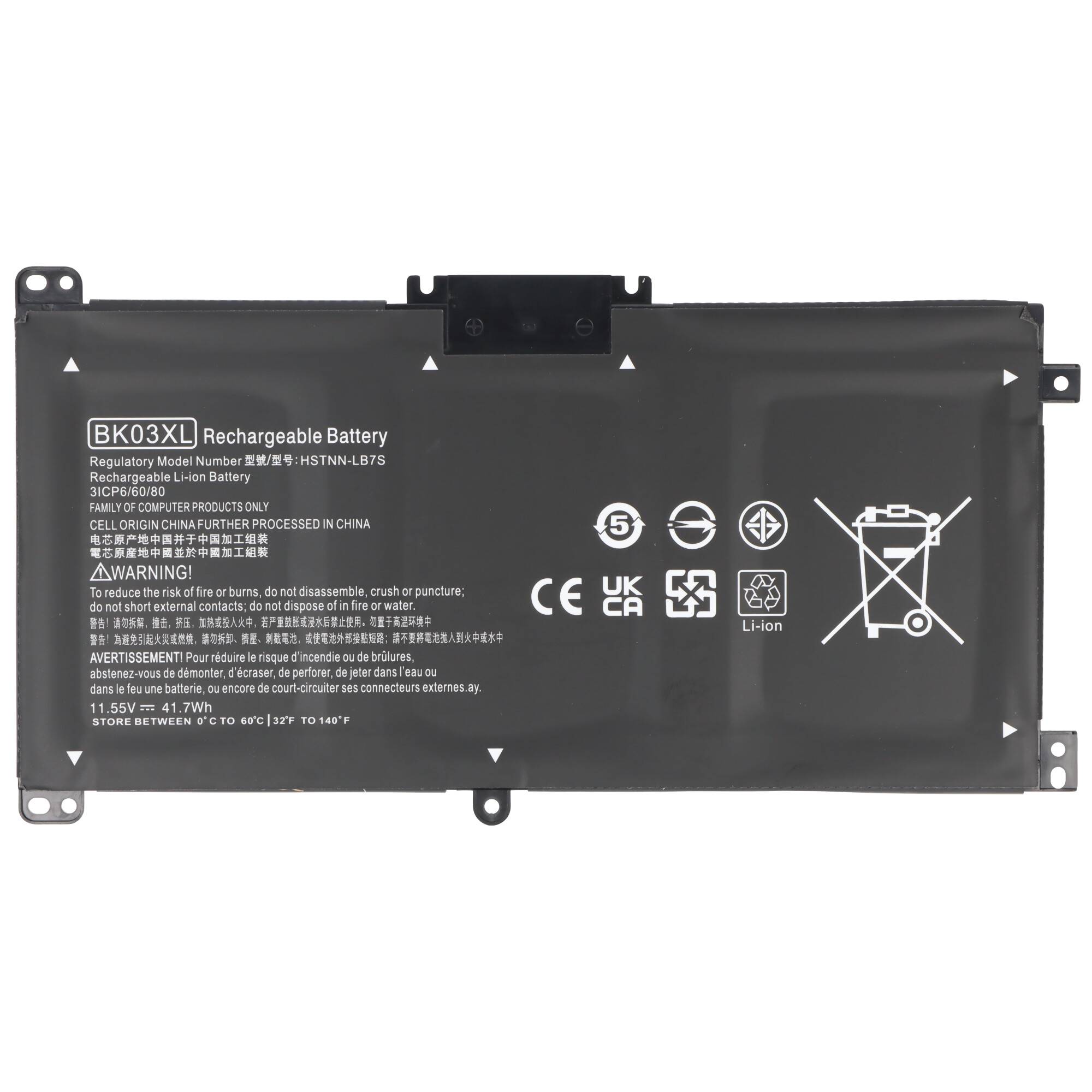 Akku passend für HP Pavilion X360 14-BA series, Li-Polymer, 11,55V, 3650mAh, 42Wh, schwarz