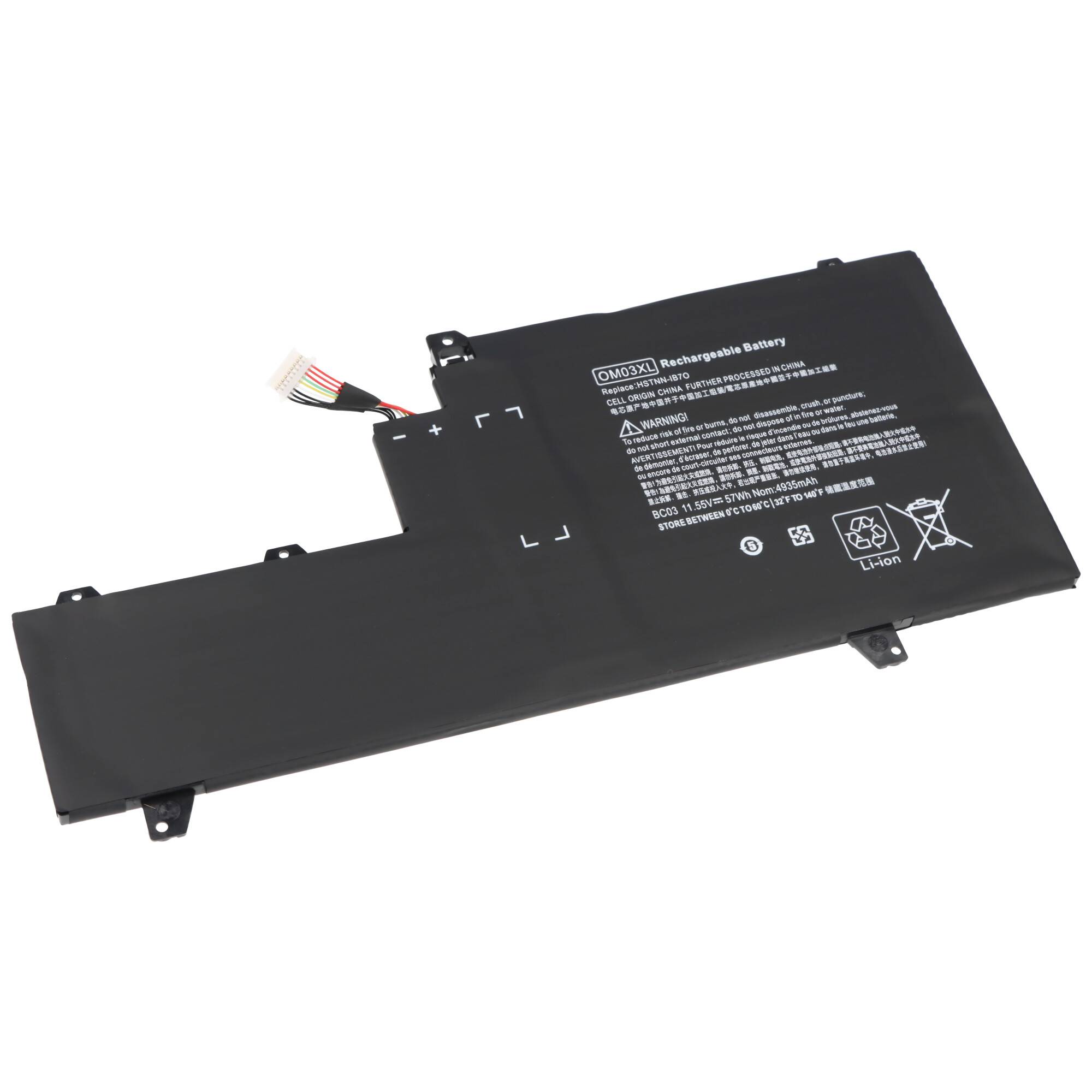 Akku passend für HP EliteBook X360 1030 G2, Li-Polymer, 11,55V, 4900mAh, 57Wh, schwarz