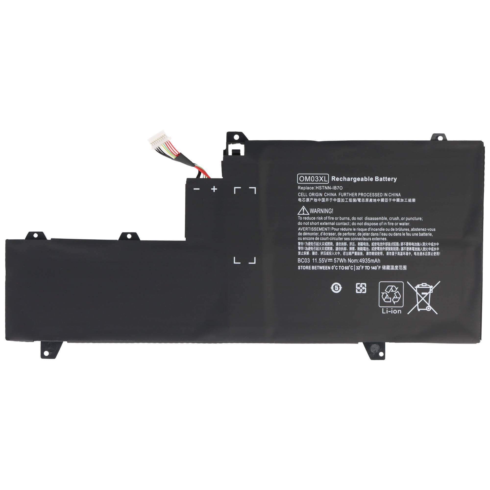 Akku passend für HP EliteBook X360 1030 G2, Li-Polymer, 11,55V, 4900mAh, 57Wh, schwarz