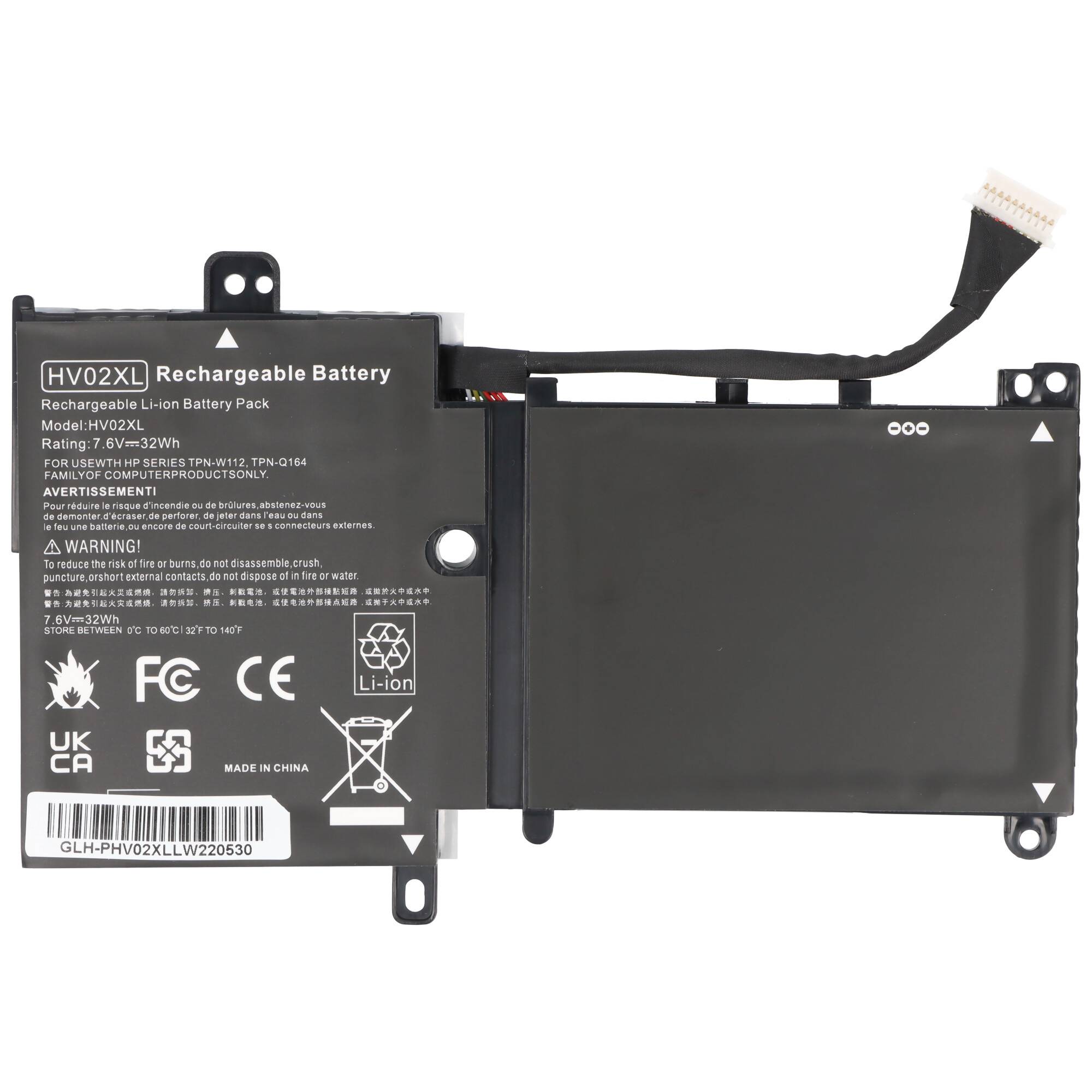 Akku passend für HP Pavilion X360 11-K, Li-Polymer, 7,6V, 4200mAh, 32Wh, schwarz