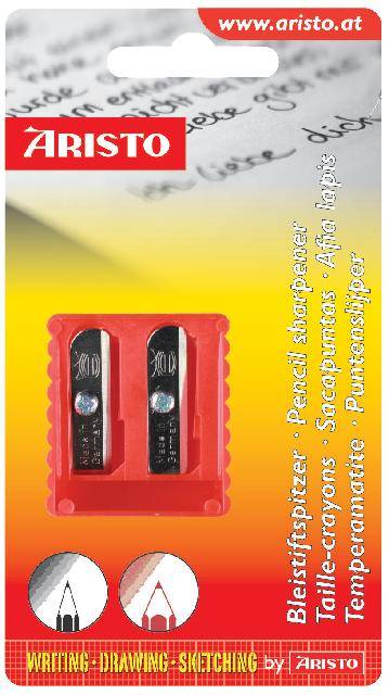 Farb-/Bleistiftspitzer, doppelt, Kunststoff, sortiert, Blister