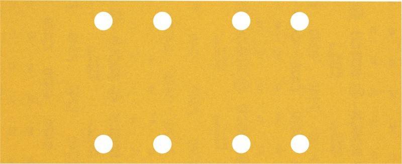 Ein gelbes Quadrat mit vier weißen Kreisen, einer in jeder Ecke.