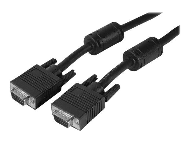 Zwei schwarze VGA-Kabel mit Anschlüssen in entgegengesetzten Richtungen.