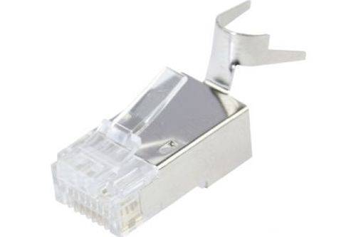 RJ45 Modularstecker, Cat. 6A, STP, für Installationskabel, transparent, VPE 5 Stück