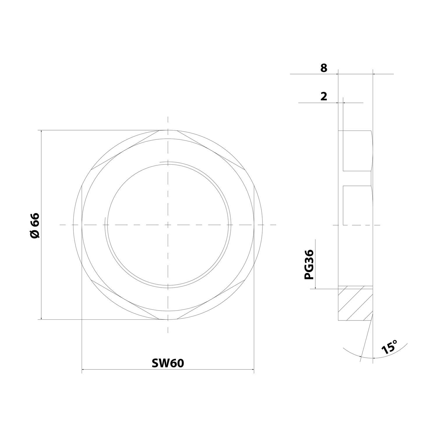 LAPP Gegenmutter PG36x1,588 GPA-36 Sechskant Polyamid (PA) Gewindelänge 8,0mm - 1 Stück