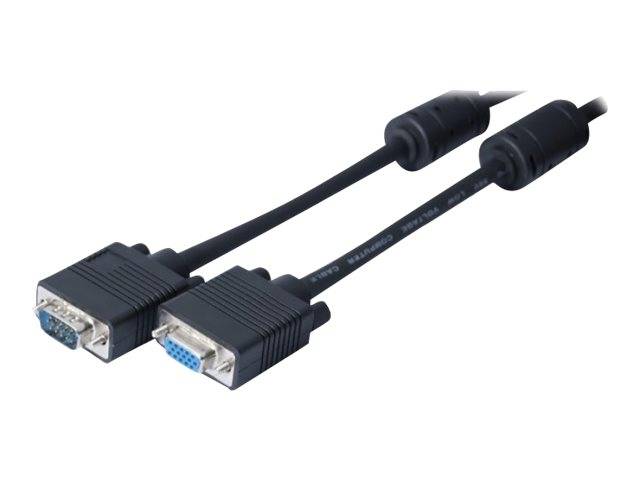 Zwei VGA-Kabel mit schwarzen Steckern und blauen Anschlüssen, geeignet zum Anschluss von Monitoren an Computer.