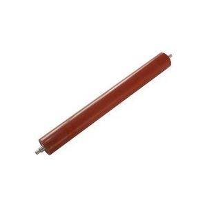 Eine zylindrische rote Gummirolle mit Metallenden, typischerweise verwendet in Maschinen oder Druckausrüstungen.