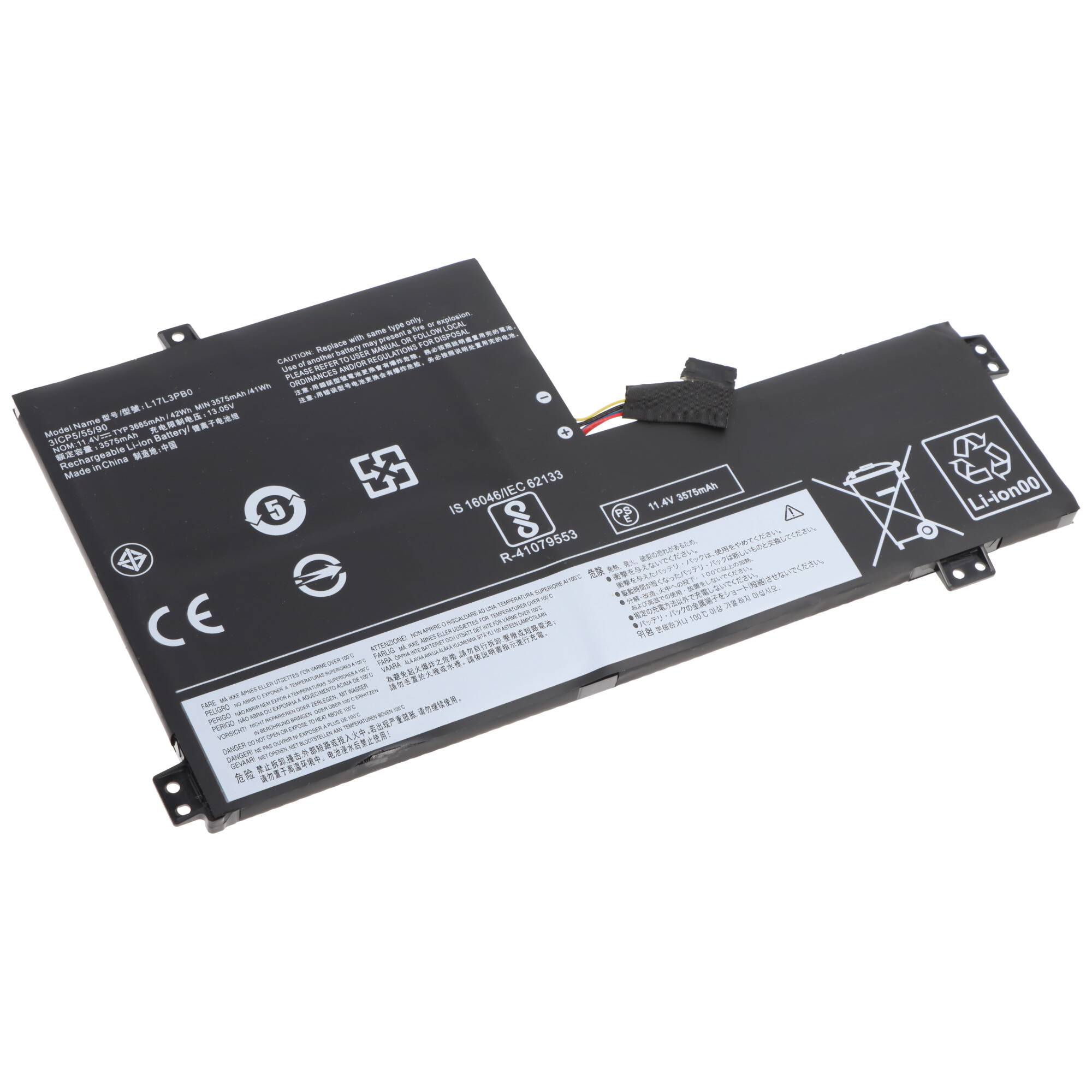 Akku passend für Lenovo 300e Chromebook, Li-Polymer, 11,4V, 3575mAh, 41Wh