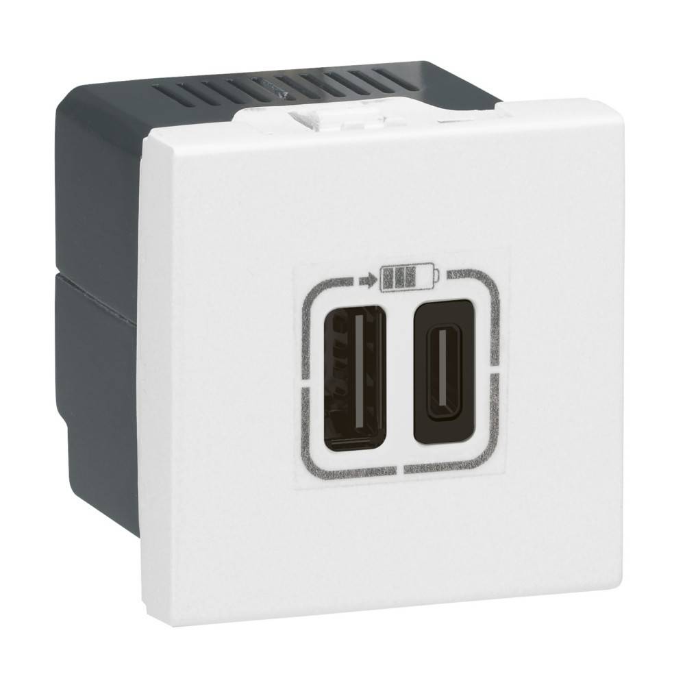 Legrand Mosaic 2xUSB A+C 2-modulig Legrand 077592