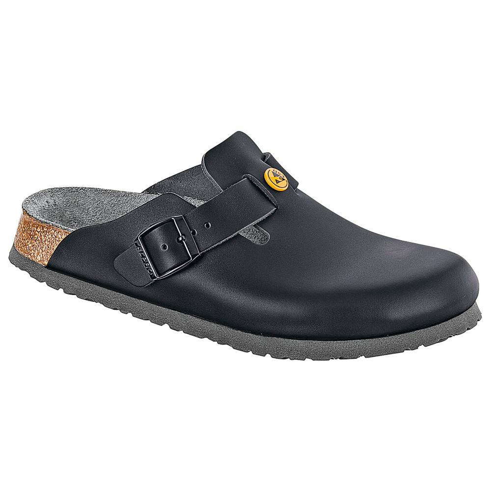 Birkenstock Damen-/Herrenpantolette "Boston" ESD schwarz, Größe 42, schmal