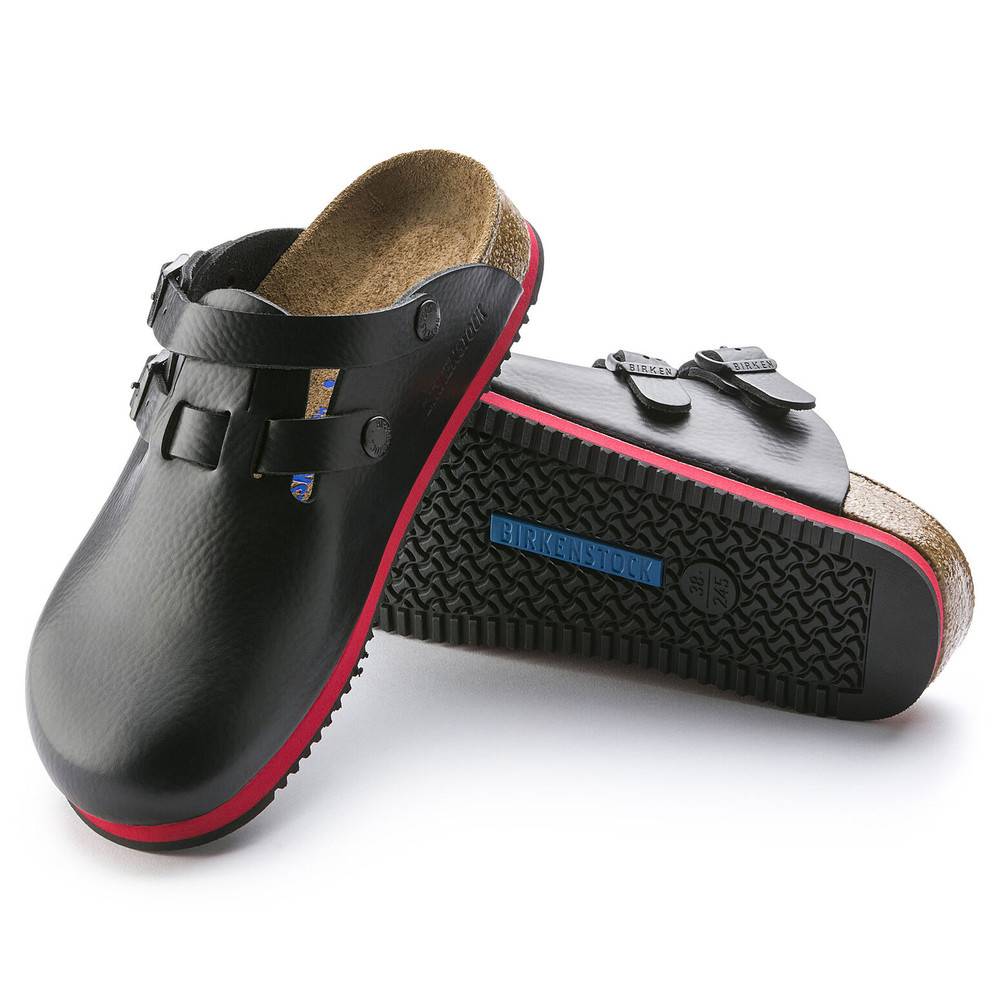 Birkenstock Clog Kay Superlauf, WB, Naturleder, schwarz/rot, normal, Größe 40