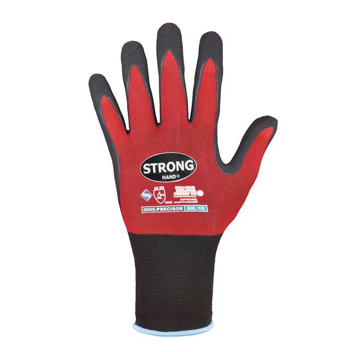 Handschuhe PRECISOR Gr.9 rot/schwarz EN 420/EN 388 PSA II STRONGHAND