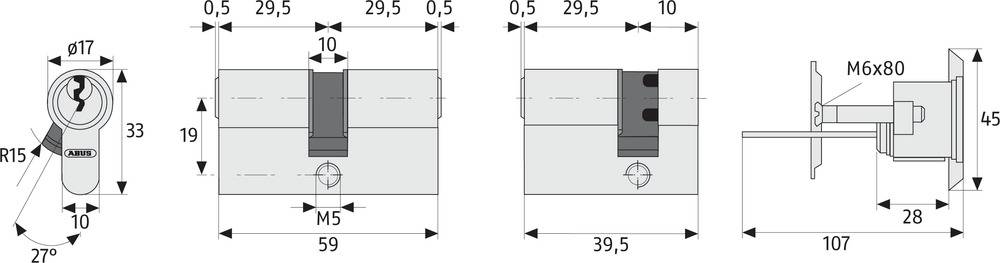 ABUS Außenzylinder vernickelt CR84N