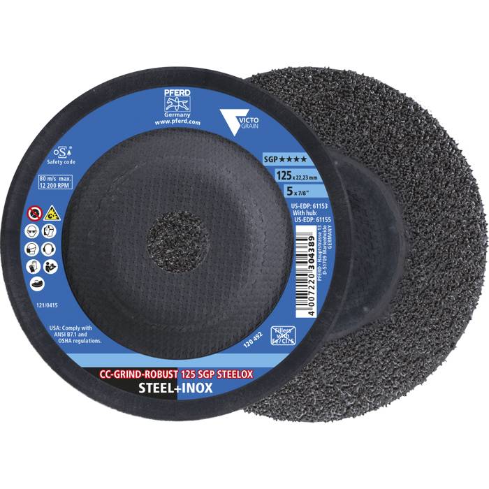 PFERD CC-GRIND ROBUST Schleifscheibe 125x22,23mm SGP STEELOX für Stahl/Edelstahl