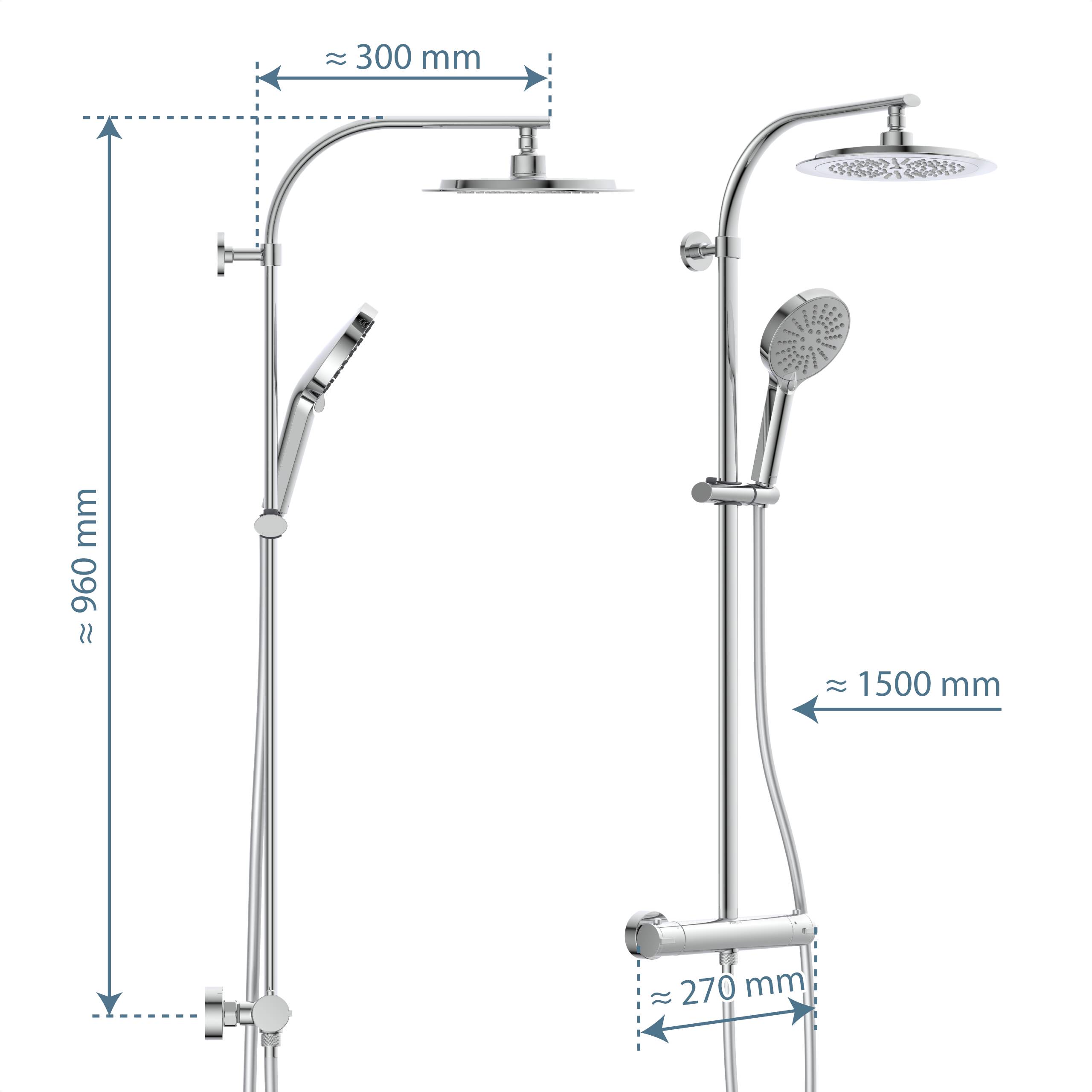 MADURA FRESH Überkopfbrause-Set, Chrom, mit Thermostatarmatur