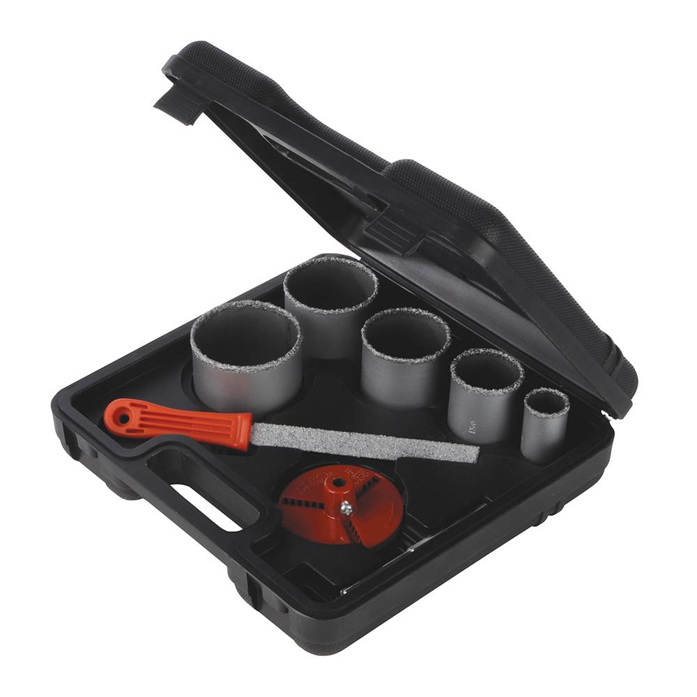 Lochsägen 33-53-67-73-83mm mit Wolframschleifkörnern Set 8-tlg.