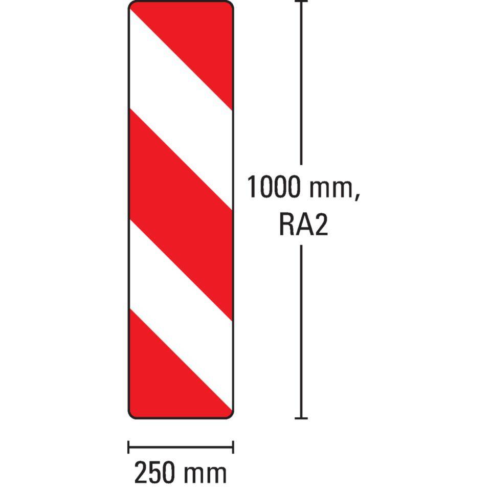 Verkehrszeichen Leitbake rechtsweisend, Nr.605-20, Aluminium RA2, reflektierend, 250x1000mm, DIN 67520