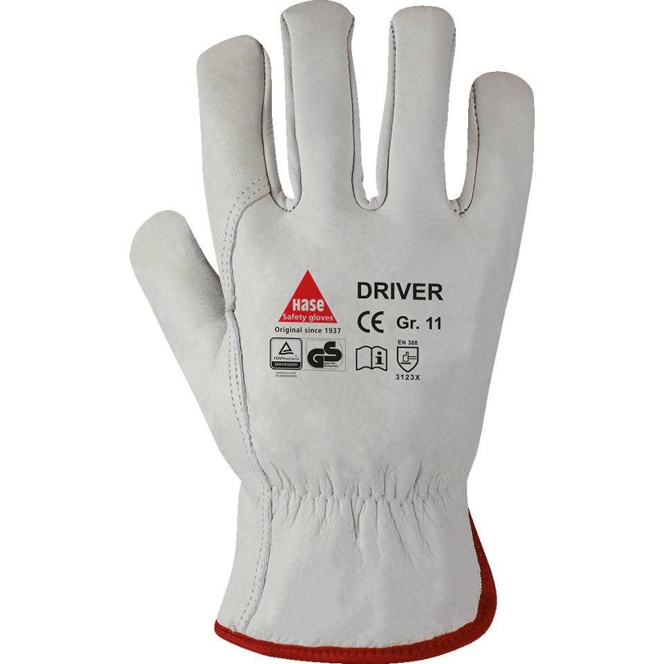 Arbeits-Schutzhandschuh Driver, Kat.II, grau, Rindnappaleder, 250mm, Größe 9
