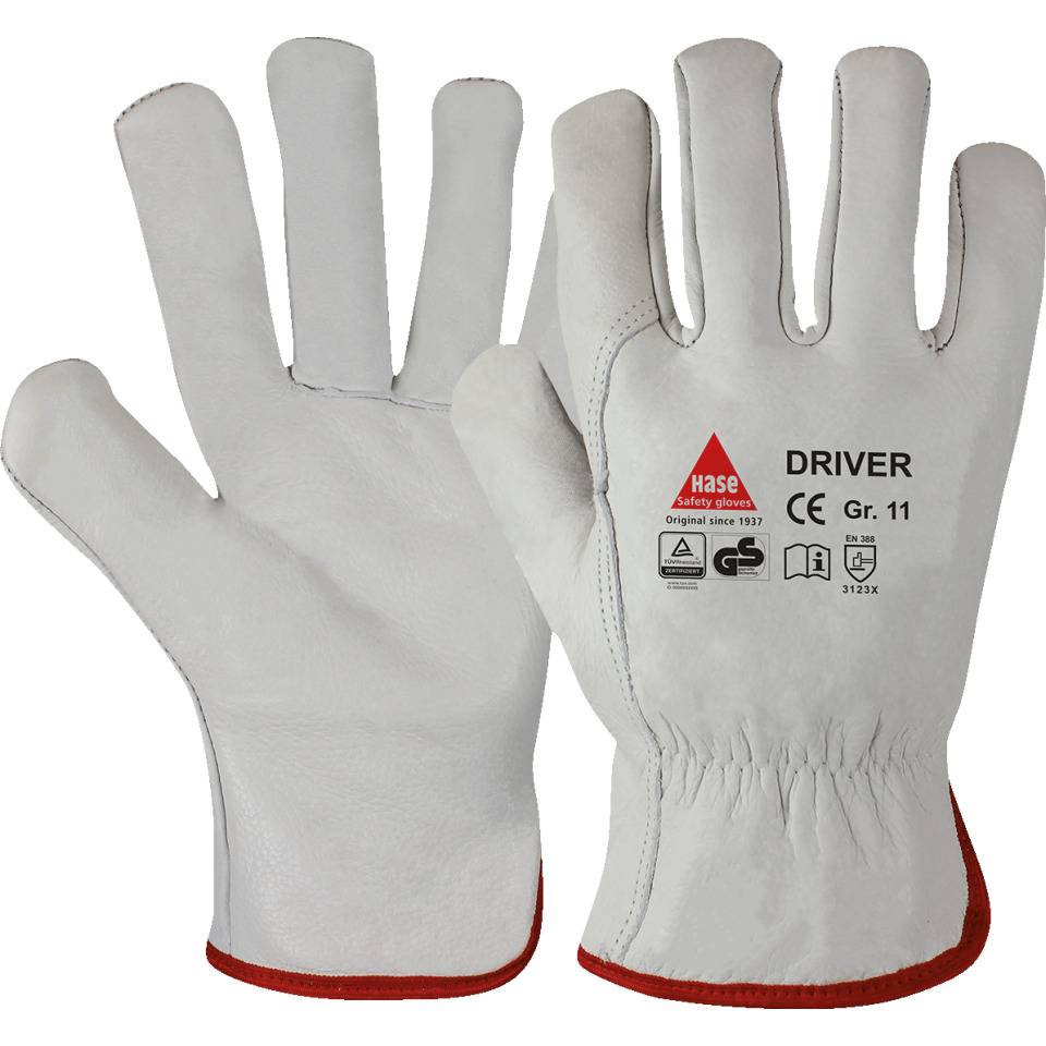 Arbeits-Schutzhandschuh Driver, Kat.II, grau, Rindnappaleder, 250mm, Größe 9