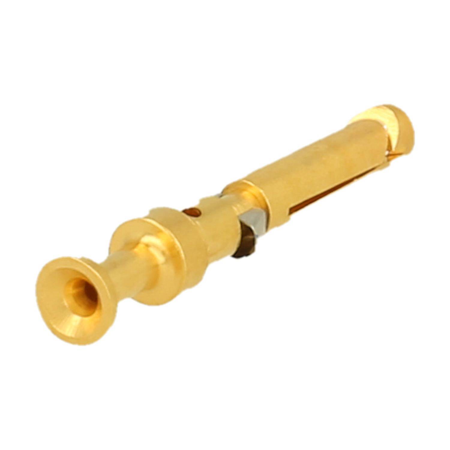 Eine Messingtrompete, gekrümmt und zylindrisch, mit einer ausladenden Glocke an einem Ende, die für militärische Signale und zeremonielle Zwecke verwendet wird.