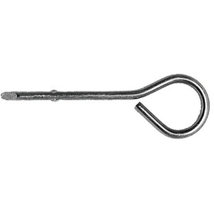 Metallift mit großer Schleife am Ende, dargestellt auf einfachem weißem Hintergrund.