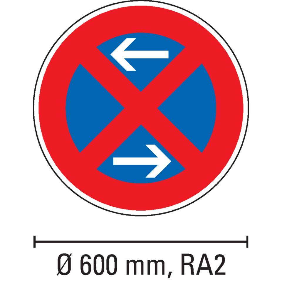 Verkehrszeichen Absolutes Haltverbot Mitte, Nr.283-30, AluminiumRA2, reflektierend, Ø 600mm, DIN 67520